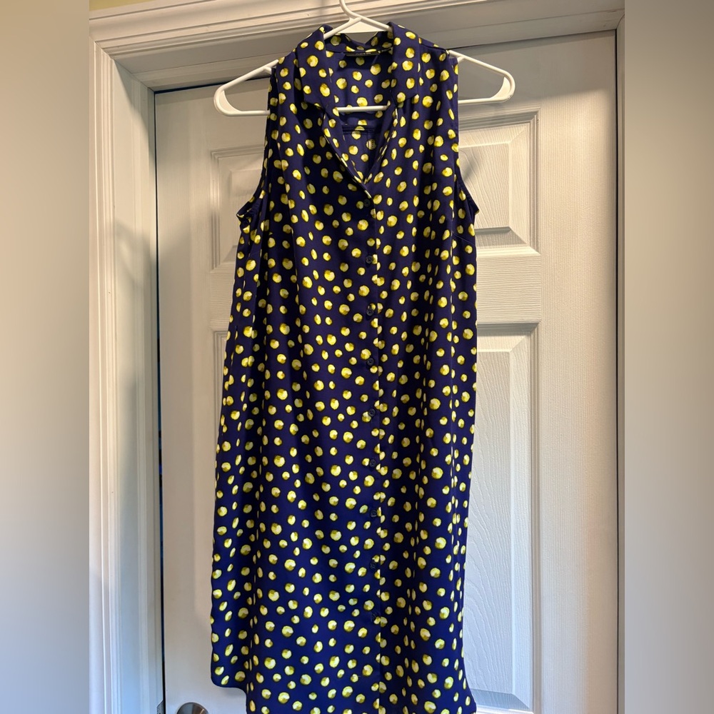Navy Polka Dot Sleeveless Dress